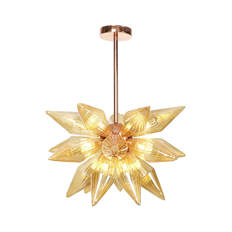 Sputnik Clear/Amber Glass Chandelier - Brass/Copper Finish 9/12/15 Bulbs Living Room Lighting