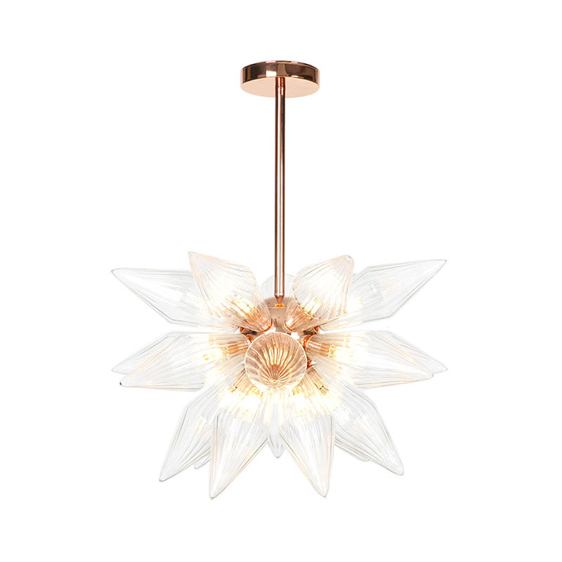 Sputnik Clear/Amber Glass Chandelier - 9/12/15 Bulbs - Brass/Copper Finish - Living Room Lighting Fixture