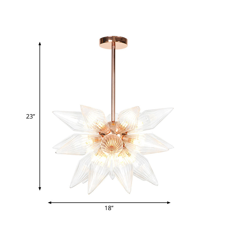 Sputnik Clear/Amber Glass Chandelier - 9/12/15 Bulbs - Brass/Copper Finish - Living Room Lighting Fixture