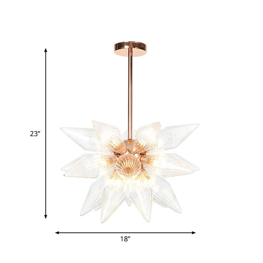 Sputnik Clear/Amber Glass Chandelier - 9/12/15 Bulbs - Brass/Copper Finish - Living Room Lighting Fixture