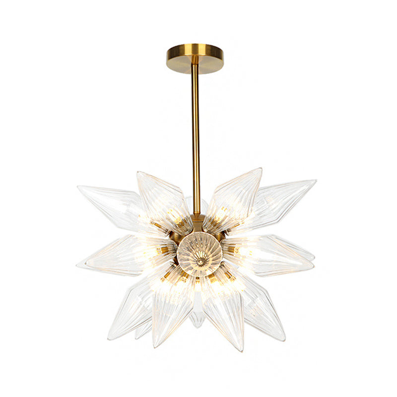 Sputnik Clear/Amber Glass Chandelier - 9/12/15 Bulbs - Brass/Copper Finish - Living Room Lighting Fixture