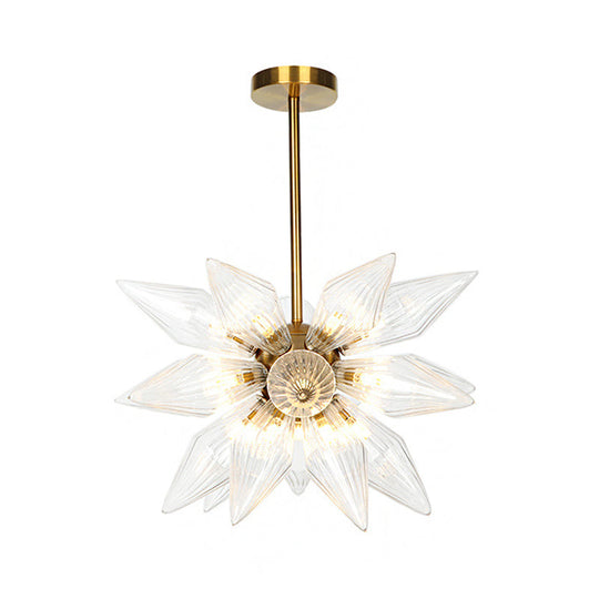 Sputnik Clear/Amber Glass Chandelier - Brass/Copper Finish 9/12/15 Bulbs Living Room Lighting