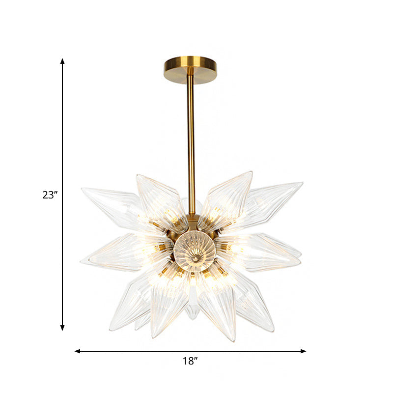 Sputnik Clear/Amber Glass Chandelier - 9/12/15 Bulbs - Brass/Copper Finish - Living Room Lighting Fixture