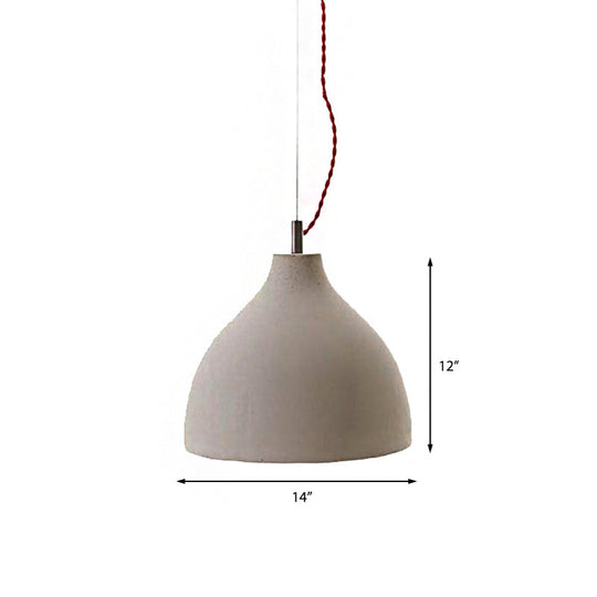 Industrial Domed Pendant Lighting in Grey - 1 Light Cement Ceiling Lamp