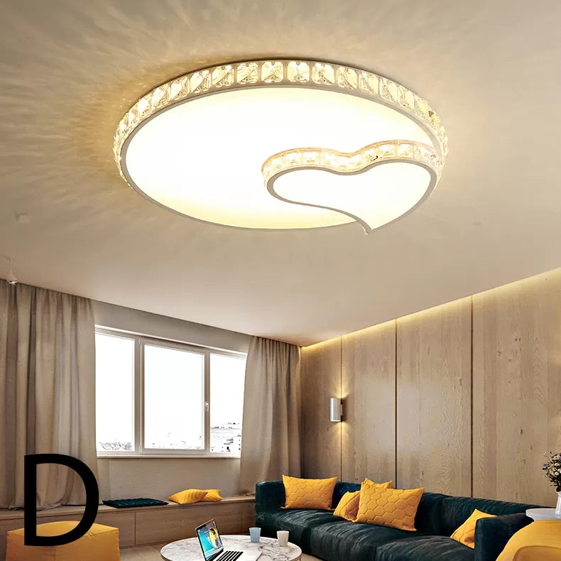 Childrens White Sky View Acrylic Flush Ceiling Light With Crystal Accent For Foyer