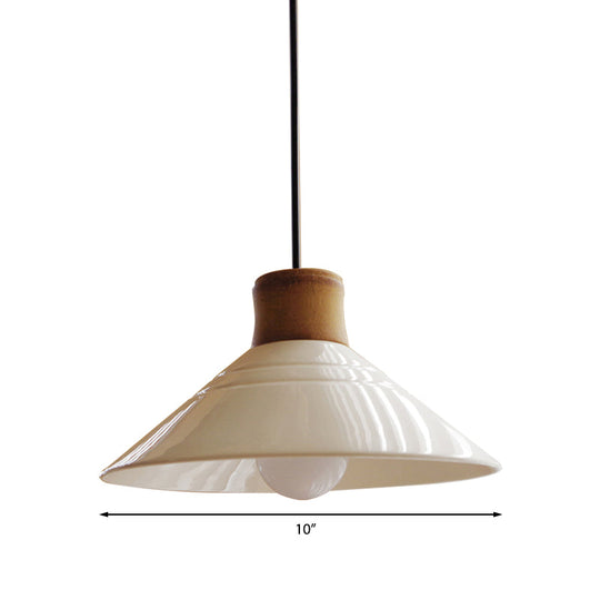 White Conic Pendant Lamp Modern Style Ceramic 1 Light Hanging Light Fixture for Dining Room