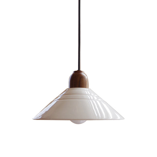 White Conic Pendant Lamp Modern Style Ceramic 1 Light Hanging Light Fixture for Dining Room