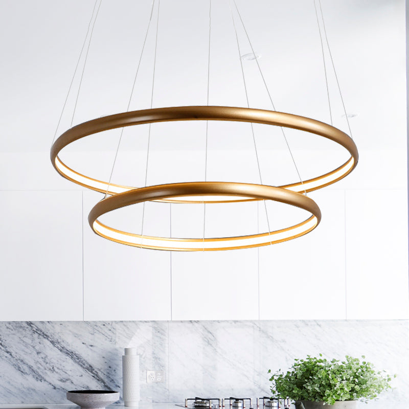 Modern Black Brown Gold Orbit Led Ceiling Light: 1/2/3-Light Acrylic Chandelier In Warm White