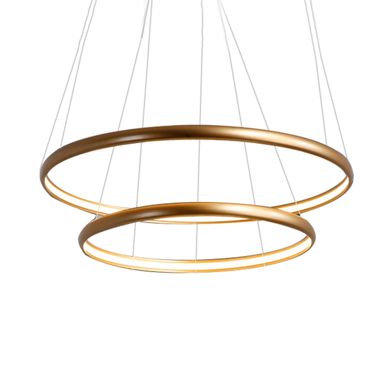 Modern Black Brown Gold Orbit Led Ceiling Light: 1/2/3-Light Acrylic Chandelier In Warm White