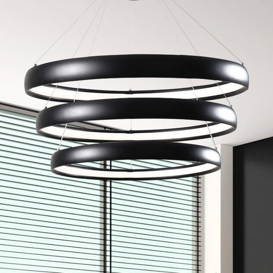 Modern Black Brown Gold Orbit Led Ceiling Light: 1/2/3-Light Acrylic Chandelier In Warm White