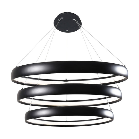 Modern Black Brown Gold Orbit Led Ceiling Light: 1/2/3-Light Acrylic Chandelier In Warm White