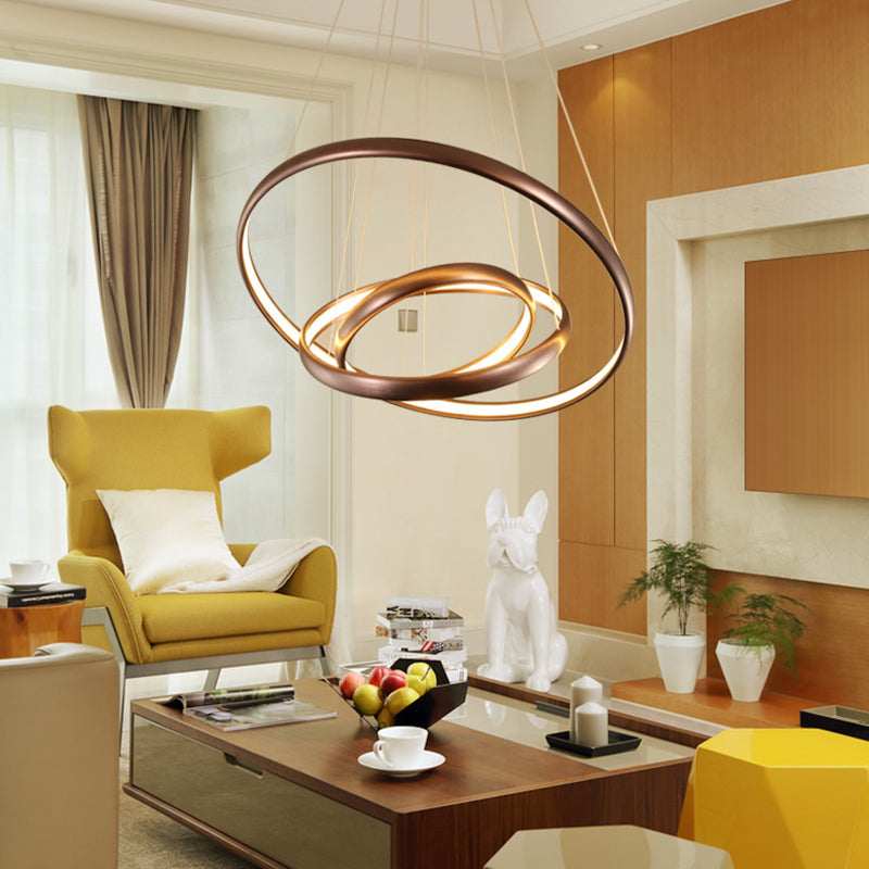 Modern Black Brown Gold Orbit Led Ceiling Light: 1/2/3-Light Acrylic Chandelier In Warm White