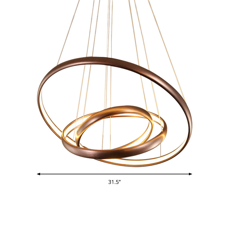 Modern Black Brown Gold Orbit Led Ceiling Light: 1/2/3-Light Acrylic Chandelier In Warm White