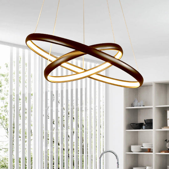 Modern Black Brown Gold Orbit Led Ceiling Light: 1/2/3-Light Acrylic Chandelier In Warm White