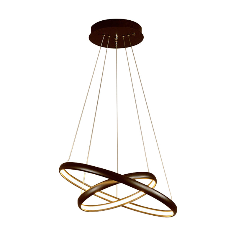 Modern Black Brown Gold Orbit Led Ceiling Light: 1/2/3-Light Acrylic Chandelier In Warm White