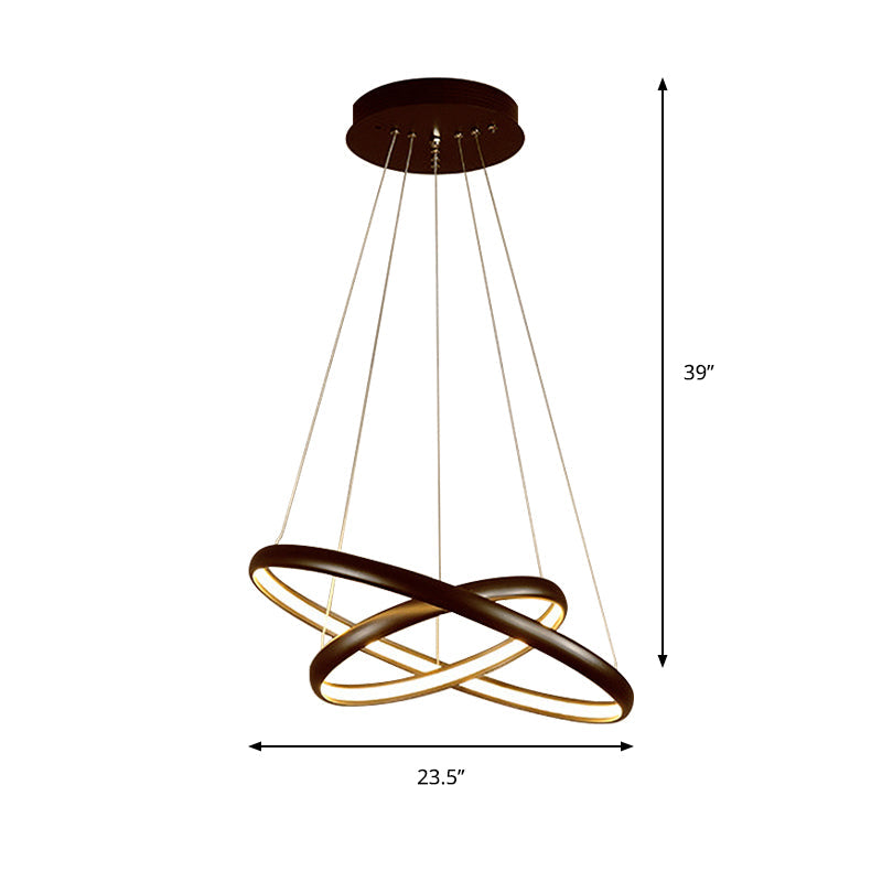 Modern Black Brown Gold Orbit Led Ceiling Light: 1/2/3-Light Acrylic Chandelier In Warm White