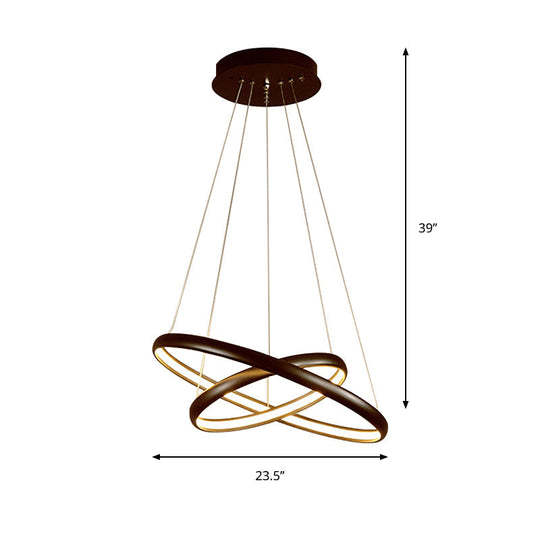 Modern Black Brown Gold Orbit Led Ceiling Light: 1/2/3-Light Acrylic Chandelier In Warm White