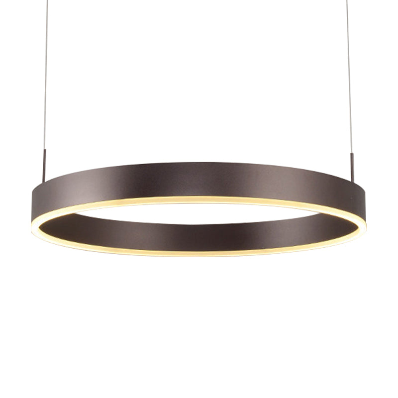 Contemporary Coffee Ring Chandelier Pendant Light With Acrylic Shade - Adjustable 1/2/3-Light