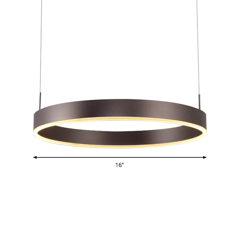 Contemporary Coffee Ring Chandelier Pendant Light With Acrylic Shade - Adjustable 1/2/3-Light