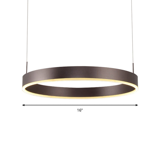 Contemporary Coffee Ring Chandelier Pendant Light With Acrylic Shade - Adjustable 1/2/3-Light