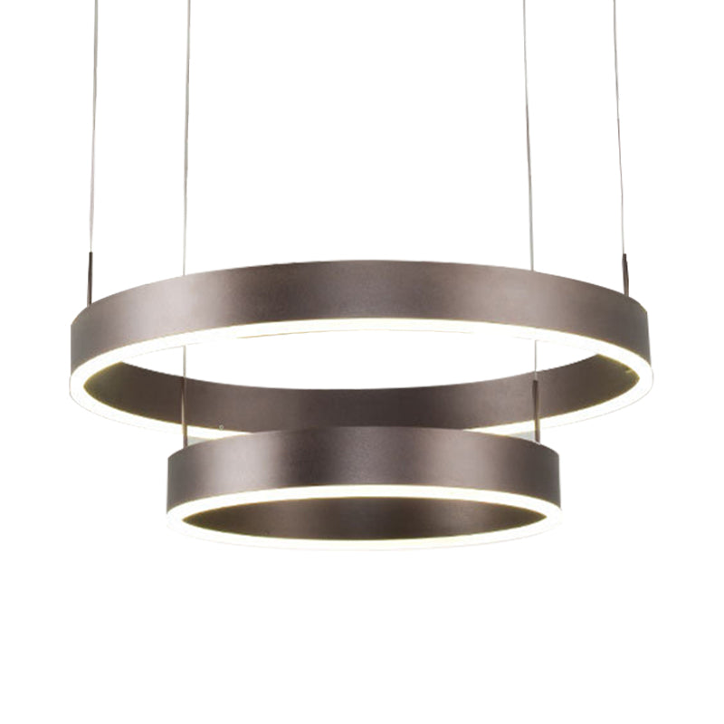 Contemporary Coffee Ring Chandelier Pendant Light With Acrylic Shade - Adjustable 1/2/3-Light