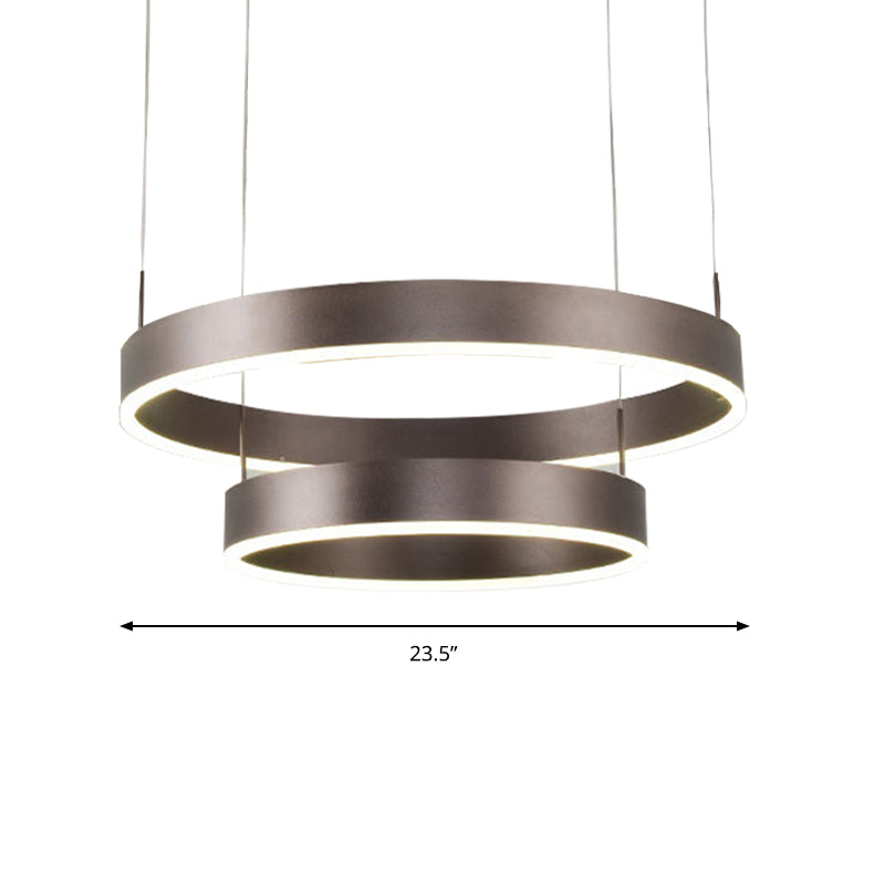 Contemporary Coffee Ring Chandelier Pendant Light With Acrylic Shade - Adjustable 1/2/3-Light