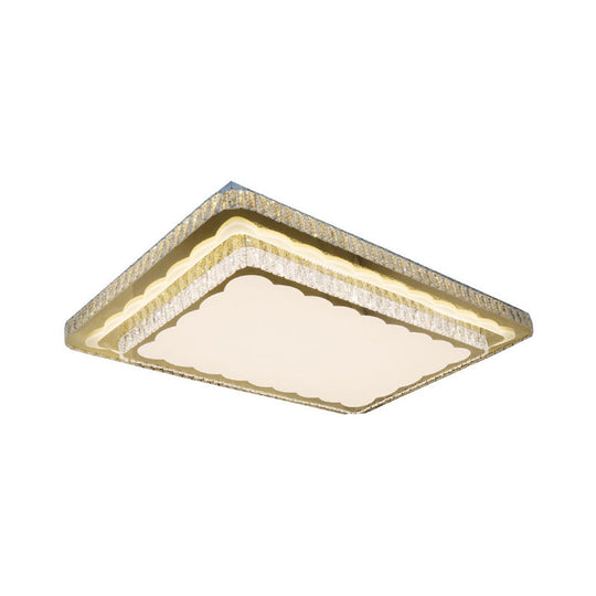 Modern Clear Cut Crystal LED Flush Mount Ceiling Fixture in Nickel