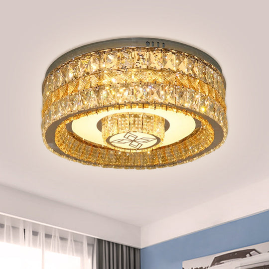 Plafonnier LED encastré à tambour en cristal pour salon moderne