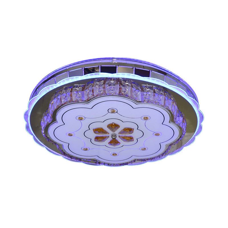 Clear Flower Crystal Flushmount LED Ceiling Lamp in Stainless Steel