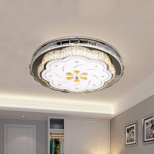 Modern Stainless-Steel Ceiling Light with Cut Crystal Blocks and LED Lighting Fixture