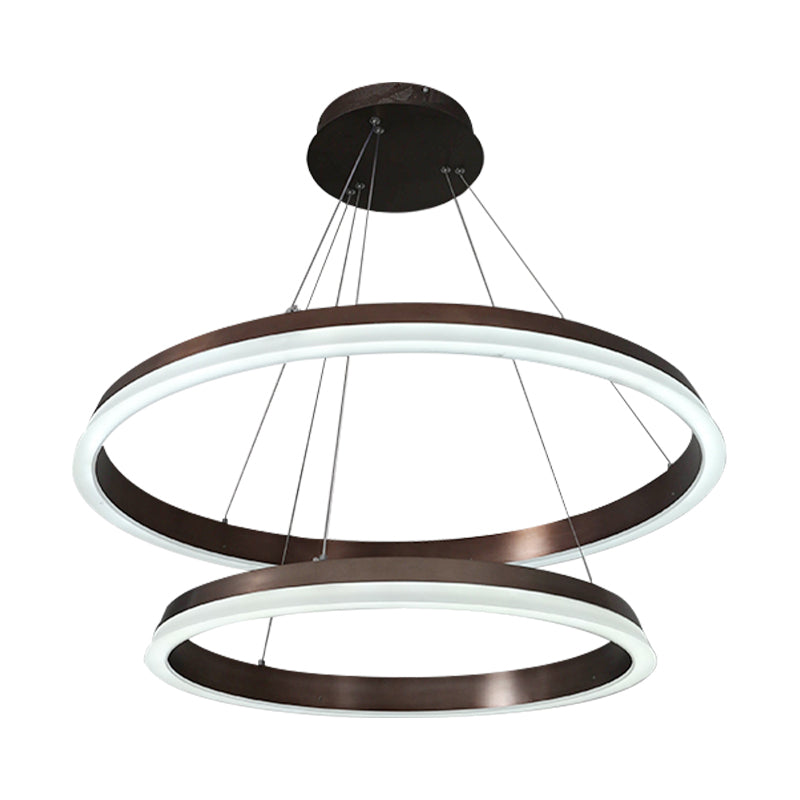 Round Acrylic Shade Brown Bedroom Chandelier - Half-Head Ceiling Pendant With Lighting Fixture