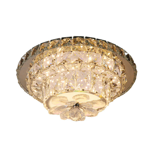 Contemporary Crystal LED Porch Flush Mount Ceiling Light Fixture