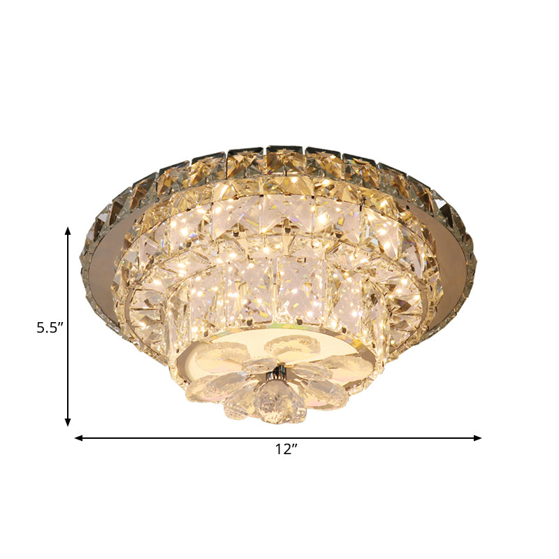 Contemporary Crystal LED Porch Flush Mount Ceiling Light Fixture