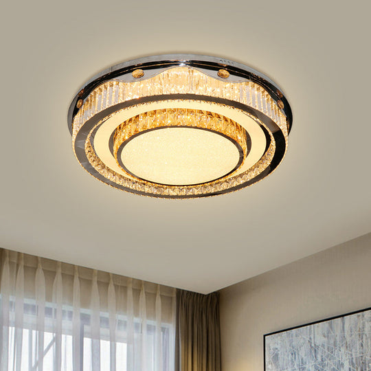 LED Crystal Flush Mount Ceiling Light with Nickel Finish