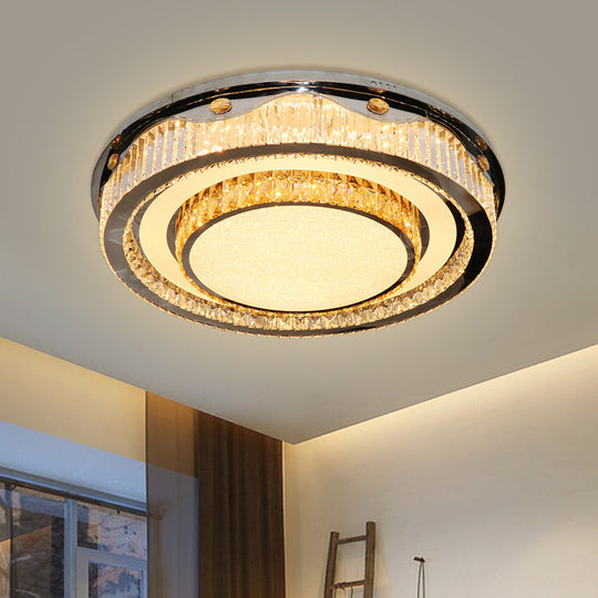 LED Crystal Flush Mount Ceiling Light with Nickel Finish