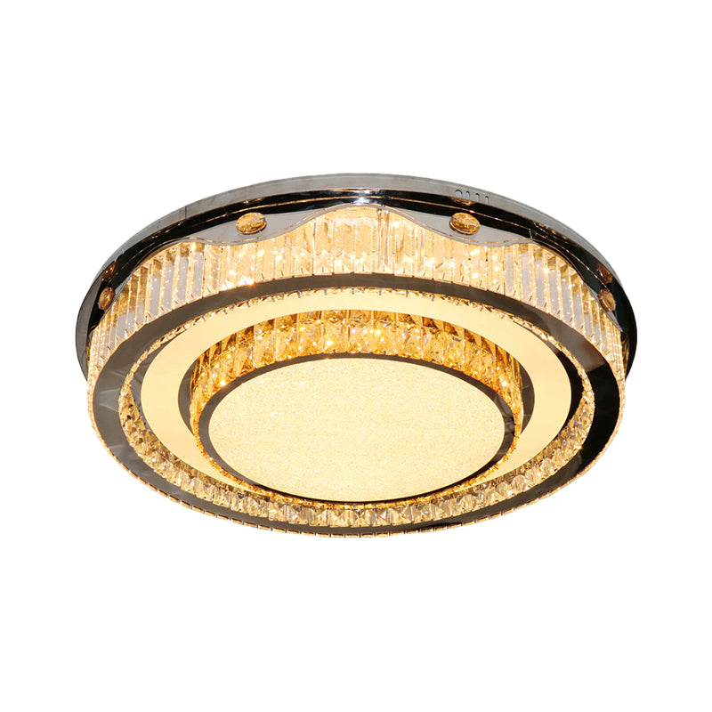 LED Crystal Flush Mount Ceiling Light with Nickel Finish