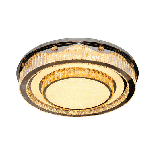 LED Crystal Flush Mount Ceiling Light with Nickel Finish