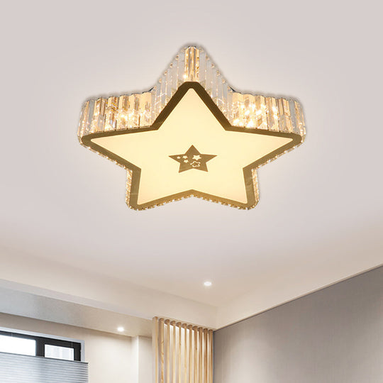 Modern Crystal LED Ceiling Lamp with Gold Flush Mount for Starry Bedrooms