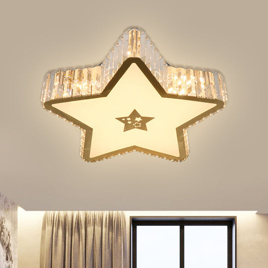 Modern Crystal LED Ceiling Lamp with Gold Flush Mount for Starry Bedrooms