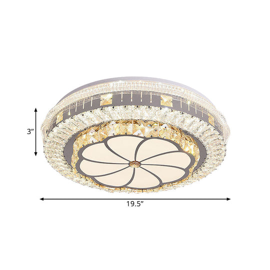 Contemporary LED Ceiling Lamp with Clear Crystal Blocks and Flower Pattern Design