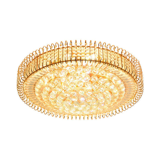 Contemporary Gold Crystal Ball Ceiling Lamp With 9 Bulbs - Perfect For A Great Room Flushmount