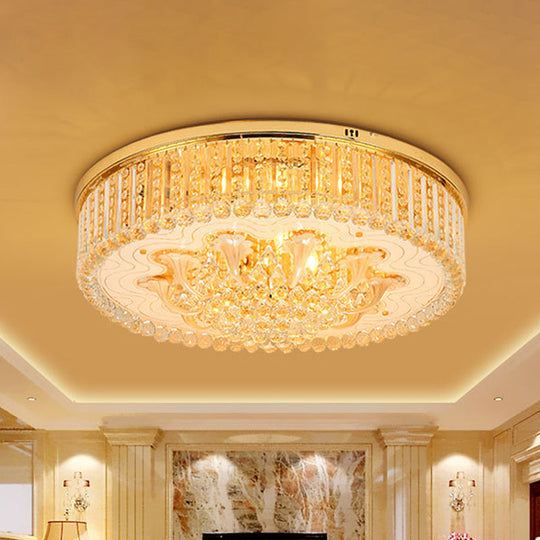 Modern Gold Flush Mount Ceiling Light with Crystal Stands