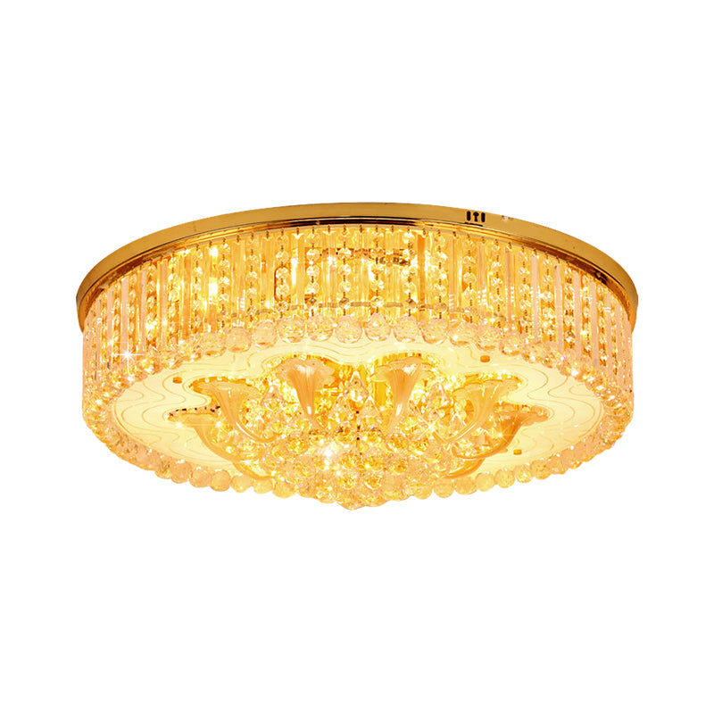 Modern Gold Flush Mount Ceiling Light with Crystal Stands