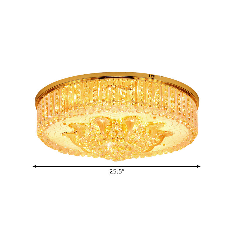 Modern Gold Flush Mount Ceiling Light with Crystal Stands