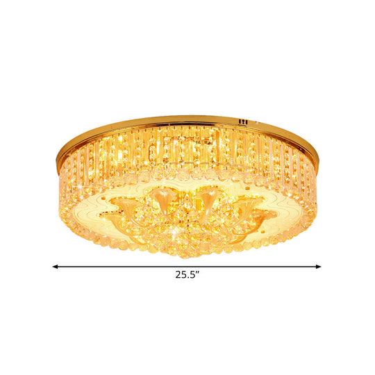 Modern Gold Flush Mount Ceiling Light with Crystal Stands