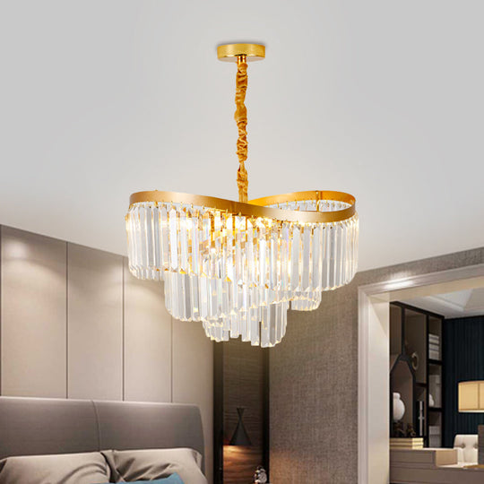 Contemporary Clear Crystal Prisms Chandelier Light with 10/11 Bulbs - Spiral Design, 21.5"/30" Wide - Perfect for Your Living Room