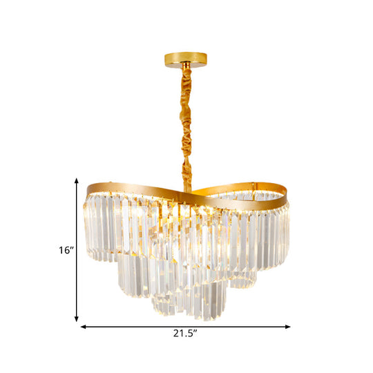 Clear Crystal Prisms Chandelier Pendant Light - Contemporary Design 10/11 Bulbs Spiral Style 21.5/30