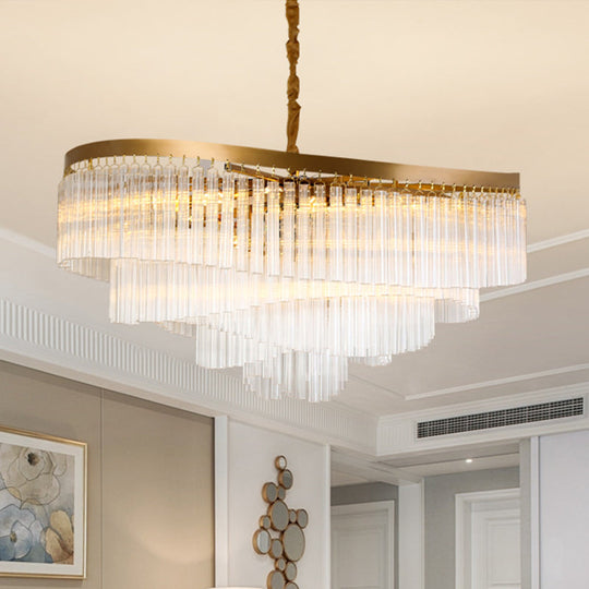 Clear Crystal Prisms Chandelier Pendant Light - Contemporary Design 10/11 Bulbs Spiral Style 21.5/30