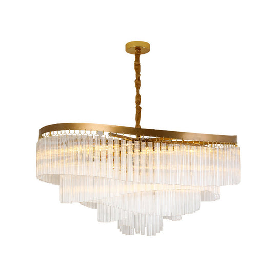 Clear Crystal Prisms Chandelier Pendant Light - Contemporary Design 10/11 Bulbs Spiral Style 21.5/30