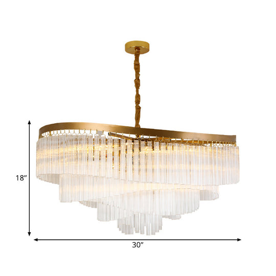 Clear Crystal Prisms Chandelier Pendant Light - Contemporary Design 10/11 Bulbs Spiral Style 21.5/30